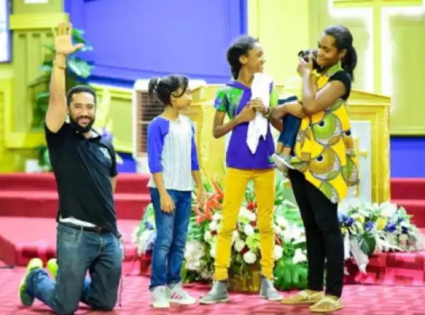 Actor Majid Michel’s Wife And Kids Join Him In Church (Photo)